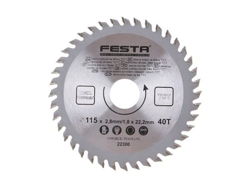 FESTA Fűrésztárcsa fához 115 x 22,2 x 1,8 mm / 40T