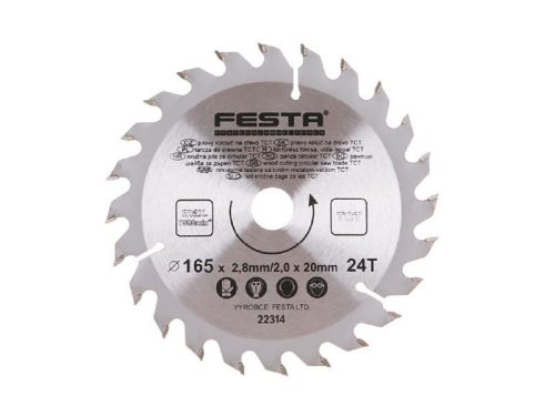 FESTA Fűrésztárcsa fához 165 x 20 x 2,8 mm / 24T