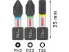 BOSCH PRO Impact bithegy készlet PH2/PZ2/T20/25/30x5db x 25mm Tic Tac dobozban 1/4" Hex (25 db)