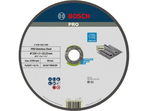 BOSCH PRO Vágókorong inox 230 x 2,0 x 22,2 mm AS 46 T INOX BF (oSa)