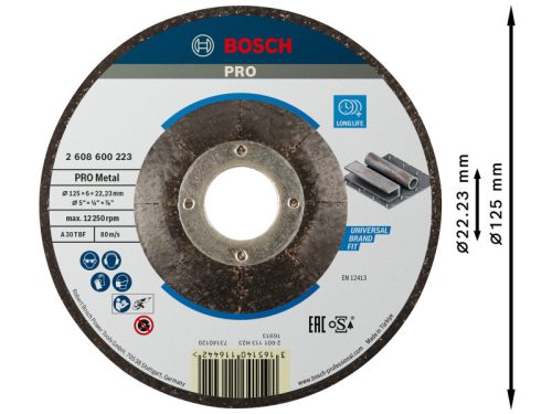 BOSCH PRO Tisztítókorong fémre 125 x 6,0 x 22,2 mm A 30 T BF (oSa)