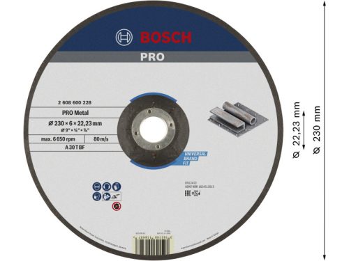 BOSCH PRO Tisztítókorong fémre 230 x 6,0 x 22,2 mm A 30 T BF (oSa)