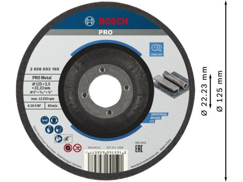 BOSCH PRO Vágókorong fémre 125 x 2,5 x 22,2 mm A 30 S BF