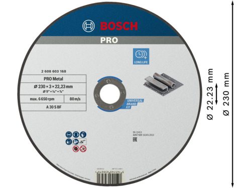 BOSCH PRO Vágókorong fémre 230 x 3,0 x 22,2 mm A 30 S BF