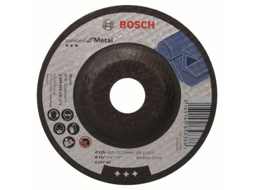 BOSCH Tisztítókorong fémre 115 x 6,0 x 22,2 mm hajlított Standard for Metal A 24 P BF