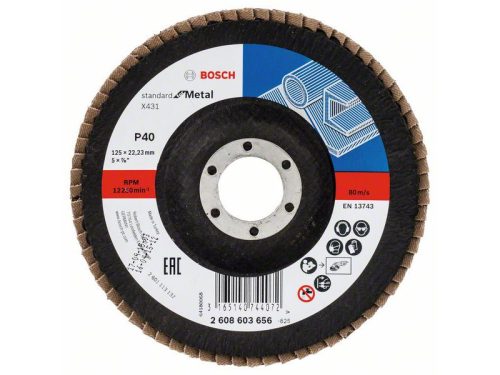 BOSCH Lamellás csiszolókorong kúpos 125 x 22,2 / P40 alu-oxid X431
