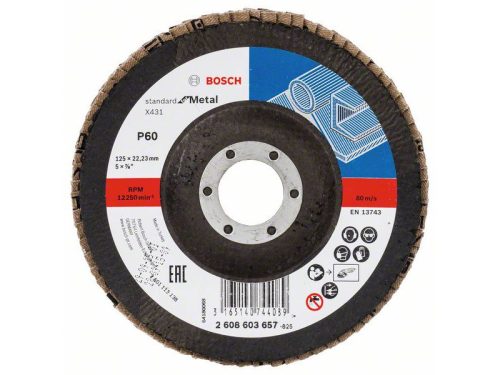 BOSCH Lamellás csiszolókorong kúpos 125 x 22,2 / P60 alu-oxid X431