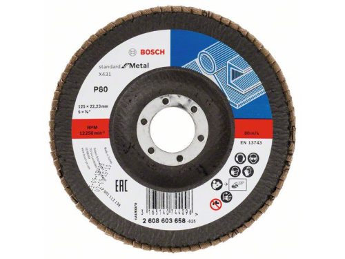 BOSCH Lamellás csiszolókorong kúpos 125 x 22,2 / P80 alu-oxid X431