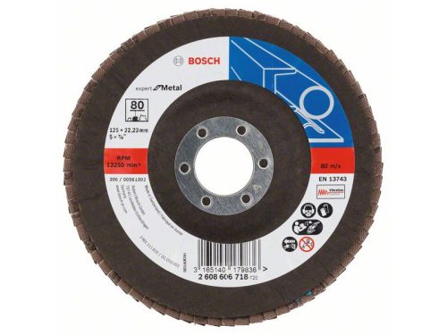 BOSCH Lamellás csiszolókorong kúpos 125 x 22,2 / P80 cirkon-korund X551 inox
