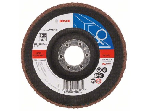 BOSCH Lamellás csiszolókorong kúpos 125 x 22,2 / P120 cirkon-korund X551 inox