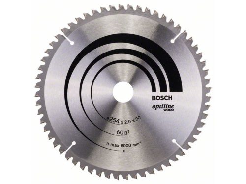 BOSCH Fűrésztárcsa fához 254 x 30 x 2,0 mm / 60T Optiline Wood ATB