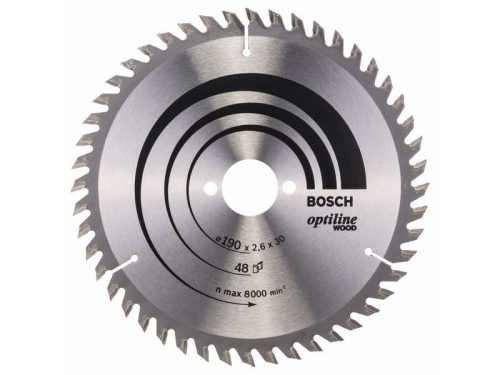 BOSCH Fűrésztárcsa fához 190 x 30 x 2,6 mm / 48T Optiline Wood ATB