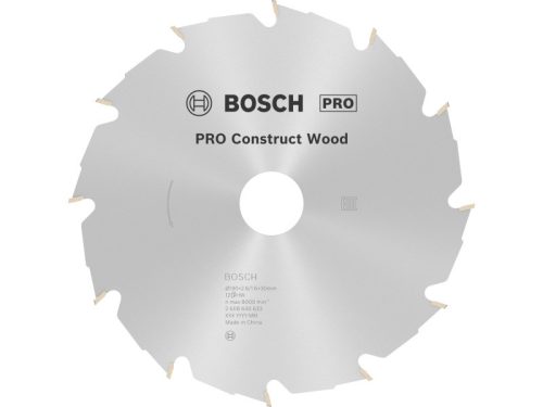 BOSCH PRO Fűrésztárcsa fához 190 x 30 x 2,6 mm / 12T Construct Wood