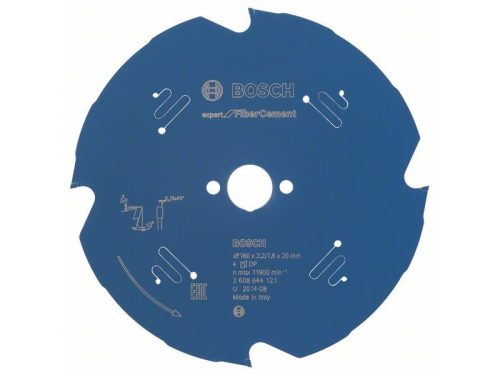 BOSCH Fűrésztárcsa cementkötésű farostlemezhez 160 x 20 x 2,2 mm / 4T Expert for FiberCement