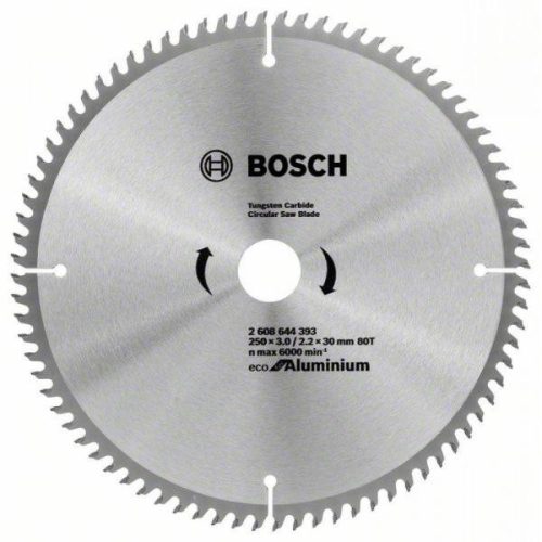 BOSCH Fűrésztárcsa alumíniumhoz 250 x 30 x 3,0 mm / 80T