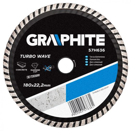 GRAPHITE Gyémánt vágókorong 180MM TURBO HŰTŐBORDÁS