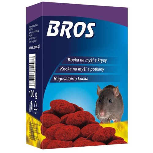Paraffinos rágcsálóirtó kocka 100g Bros