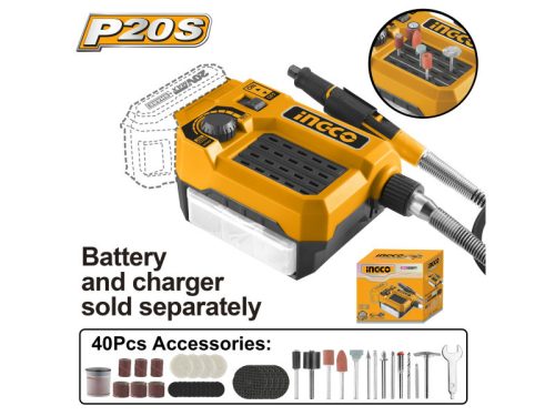 INGCO Akkus mini csiszoló 20 V (akku és töltő nélkül)