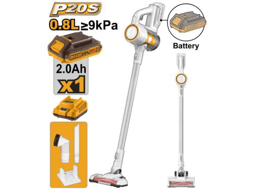 INGCO Akkus porszívó 0,8 l 20 V (1 x 2,0 Ah akku + töltő)