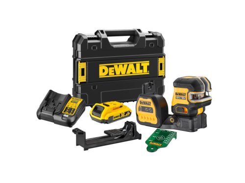 DEWALT Akkus pont- és vonallézer 12-18 V (zöld) (1 x 2,0 Ah akku + töltő) DCE825D1G18