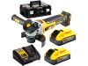 DEWALT Akkus sarokcsiszoló 125 mm 18 V szénkefe nélküli 125 mm (2 x 5,0 Ah akku + töltő + TSTAK)