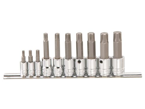 Genius ribe bit készlet dugókulcs foglalatban, 1/4" és 3/8", 10 darabos