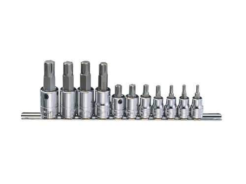 Genius ribe bit készlet dugókulcs foglalatban, 3/8" és 1/2", 11 darabos