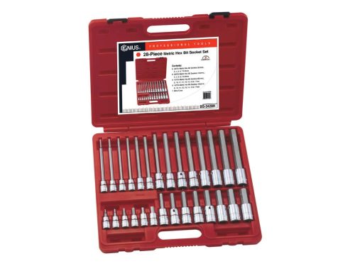 Genius imbusz bit készlet dugókulcs foglalatban, metrikus 3/8" és 1/2", 28 darabos