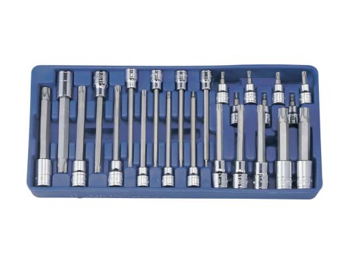 Genius T-torx bit készlet dugókulcs foglalatban, 3/8" és 1/2", 24 darabos
