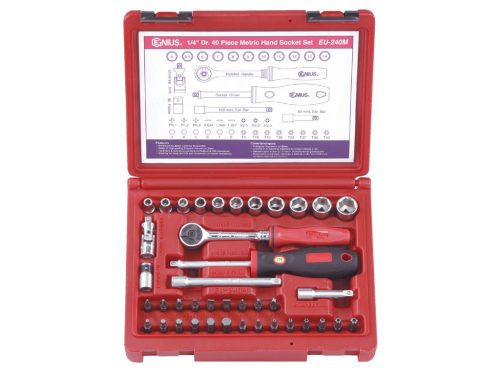 Genius dugókulcs és bit készlet, metrikus 1/4", 40 darabos