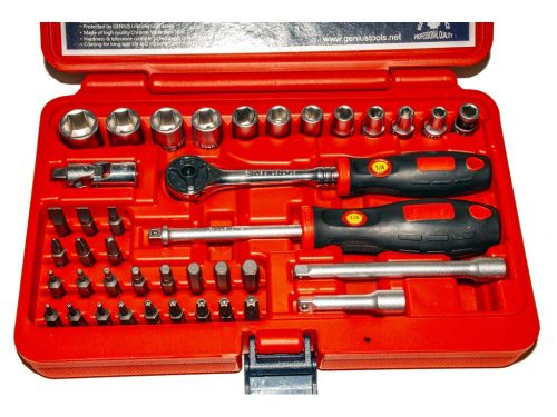 Genius dugókulcs és bit készlet, metrikus 1/4", 40 darabos