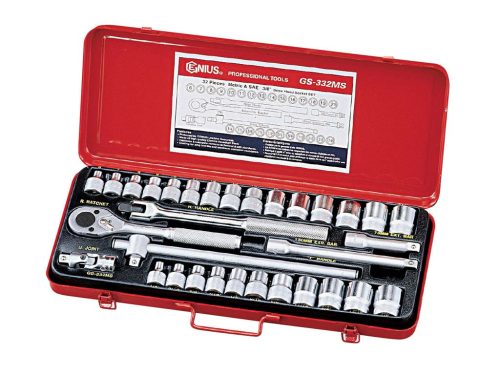 Genius dugókulcs készlet, metrikus+colos, 3/8", 32 darabos