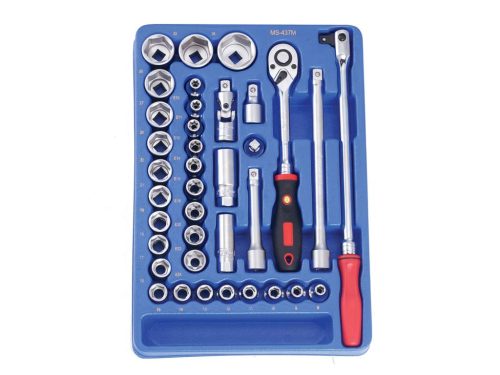 Genius dugókulcs készlet, E-torx és hatlapú metrikus, 1/2", 37 darabos