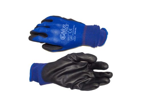 Genius PU tenyérmártott nylon kesztyű (EN 4131), kék, L-es