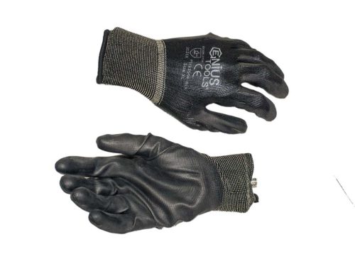 Genius PU tenyérmártott, poliészter kesztyű (EN 3121), fekete, XL-es