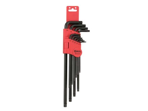 Genius T-torx (lyukas) kulcs készlet, L-alakú, hosszú, 10 darabos