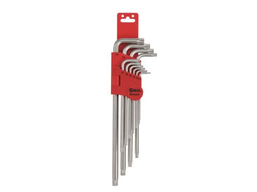 Genius T-torx (lyukas) kulcs készlet, L-alakú, hosszú, 10 darabos