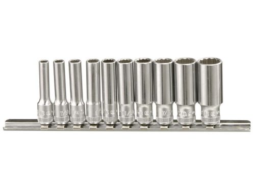 Genius dugókulcs készlet, colos, hosszú, 1/4", 10 darabos