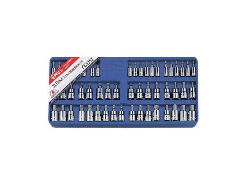Genius bit készlet dugókulcs foglalatban (lapos, csillag, imbusz M+C,t-torx, XZN), 1/4" és 3/8", 53 darabos