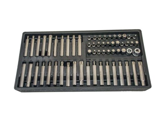 Genius T-torx, t-torx (lyukas), imbusz, XZN bit készlet + 3/8" és 1/2" dugókulcs foglalat, 60 darabos