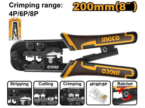 INGCO Krimpelő fogó 200 mm