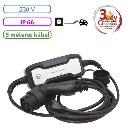 Töltőkábel EV 16A/T2 5m 10/16A állítható 1ph 3,6kW