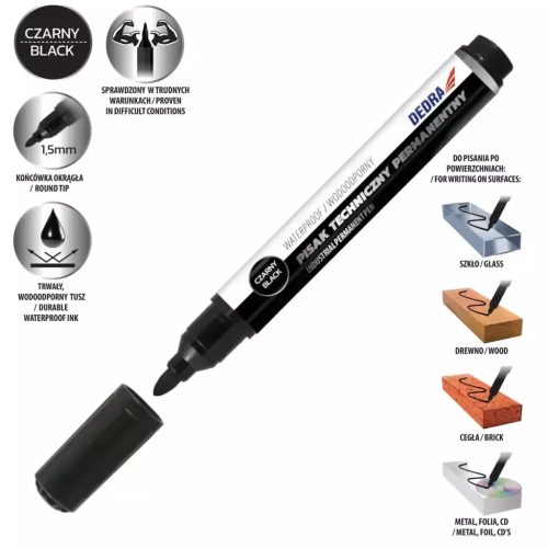 Ipari permanens jelölő fekete, kerek 1.5mm