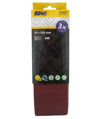 Csiszolószalag 75x533mm A80 - 3 db