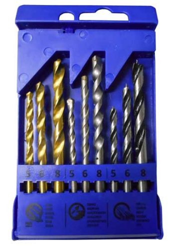 Fúró készlet 9 db, hengeres szárral