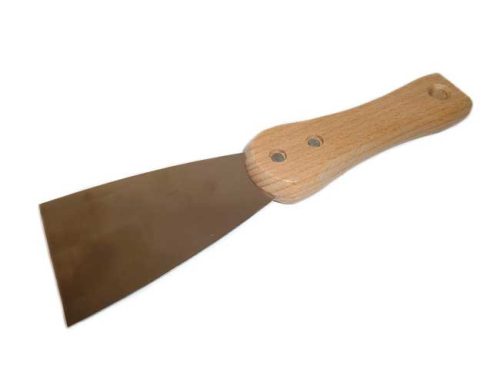 Rozsdamentes spatula 80mm, fa nyél