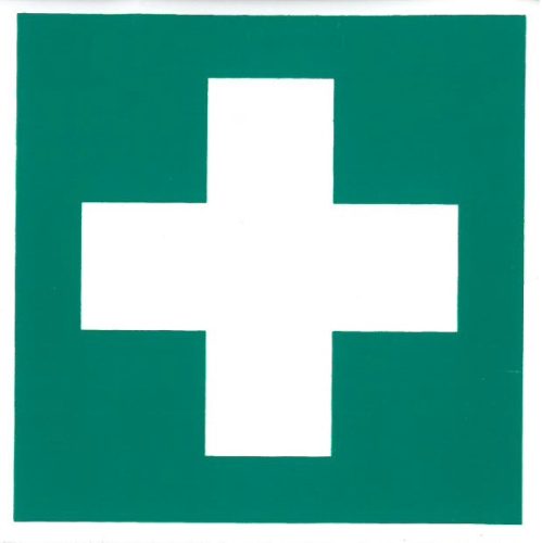 Kereszt - elsősegély doboz 80x80mm - matrica