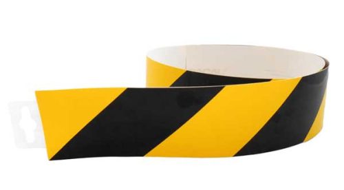 Jelzőszalag sárga/fekete normál 980x60mm - matrica