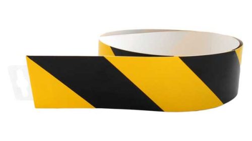 Jelzőszalag sárga/fekete ellenirány 980x60mm - matrica