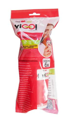 Papírcsészék fedéllel 330ml, 6db, nyomtatás